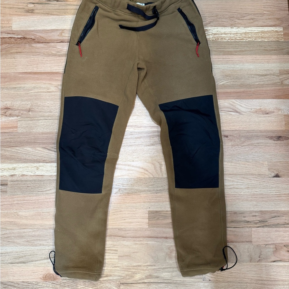 Topo Designs Tan Joggers with Black and Red Accents